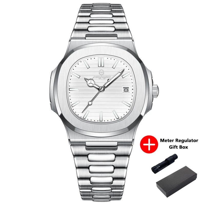 Men's Luxury Quartz Watch Rose Gold Waterproof Luminous Wristwatch Date Display Fashion Business Watches for Men Gift Box