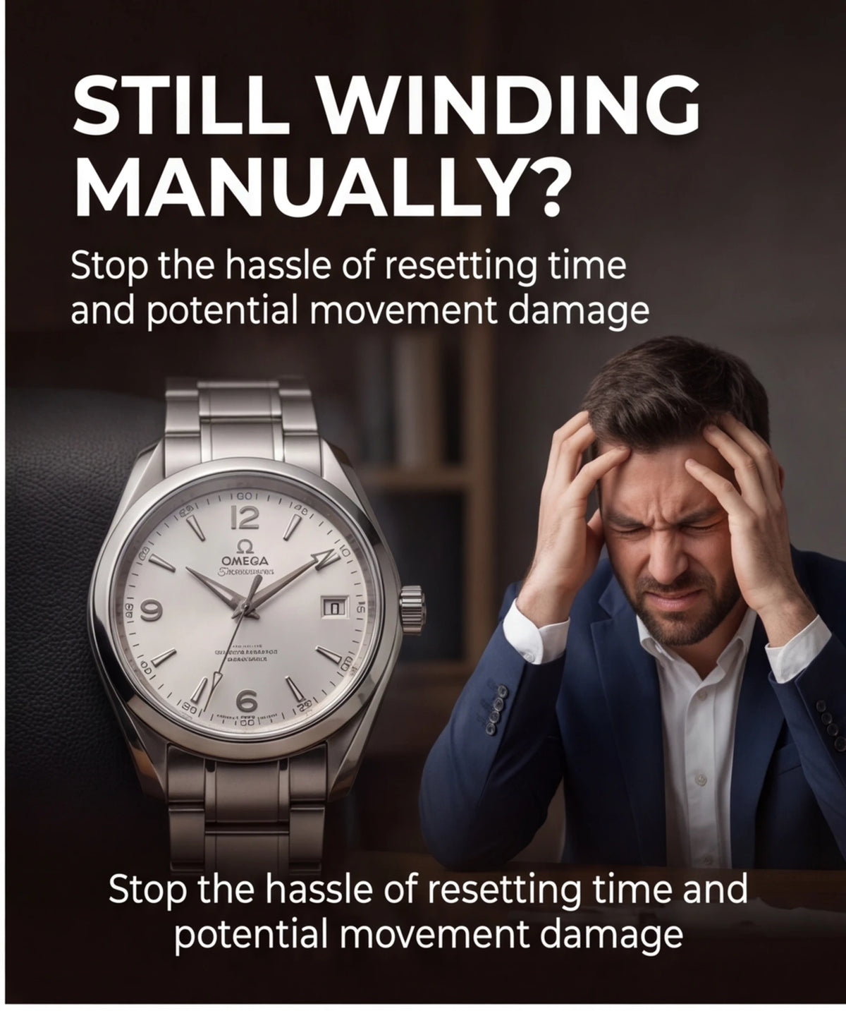 Remontoir automatique pour montres — Coffret de rangement et de présentation vertical pour collection, finition bois foncé, avec 6 emplacements pour montres mécaniques.