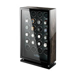 Remontoir en bois 'boite a montre' coffret montre avec capacité de 12, 24 ou 30 montres, ouverture par empreinte digitale, moteur silencieux Mabuchi et compartiments de rangement sécurisés.