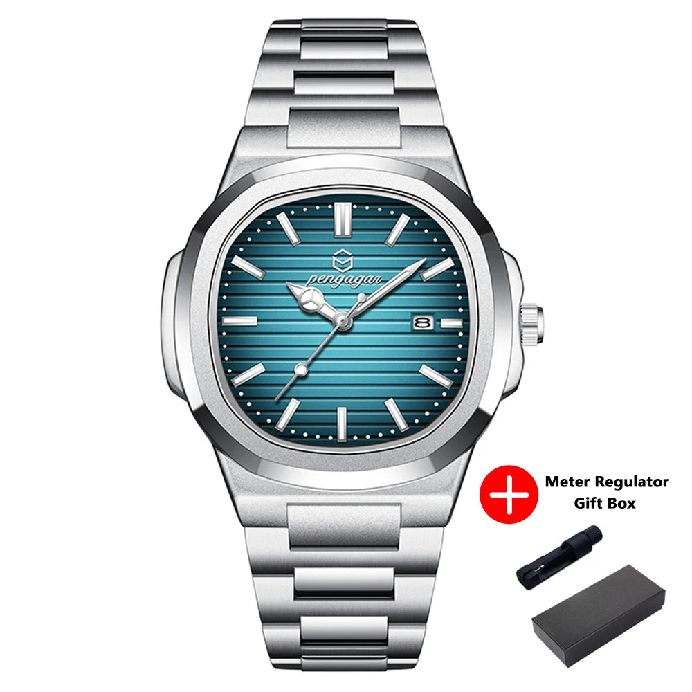 Men's Luxury Quartz Watch Rose Gold Waterproof Luminous Wristwatch Date Display Fashion Business Watches for Men Gift Box