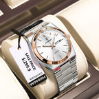 POEDAGAR Luxury Men's Watches Waterproof Luminous Date Week Men Watch Stainless Steel Casual Fashion Quartz Man Wristwatch Reloj
