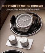 Remontoir automatique pour montres — Coffret de rangement et de présentation vertical pour collection, finition bois foncé, avec 6 emplacements pour montres mécaniques.
