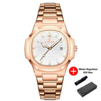 Men's Luxury Quartz Watch Rose Gold Waterproof Luminous Wristwatch Date Display Fashion Business Watches for Men Gift Box