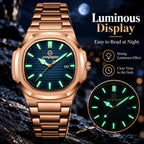 Men's Luxury Quartz Watch Rose Gold Waterproof Luminous Wristwatch Date Display Fashion Business Watches for Men Gift Box
