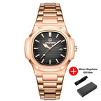 Men's Luxury Quartz Watch Rose Gold Waterproof Luminous Wristwatch Date Display Fashion Business Watches for Men Gift Box