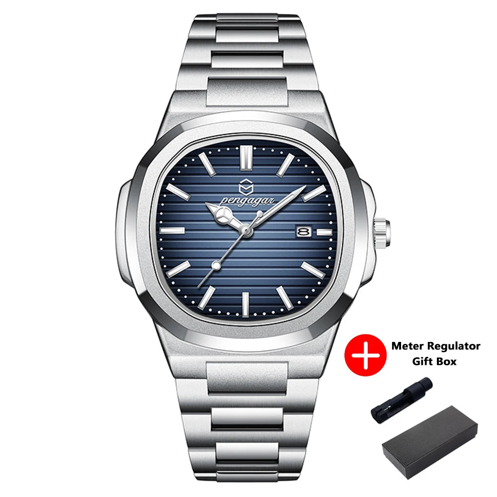 Men's Luxury Quartz Watch Rose Gold Waterproof Luminous Wristwatch Date Display Fashion Business Watches for Men Gift Box